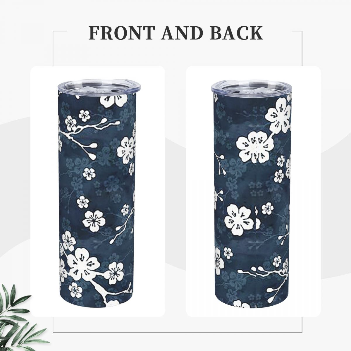 네이비와 흰색의 벚꽃 무늬가 새겨진 스테인리스 스틸 텀 - Tumbler 20Oz White 리뷰 및 가격