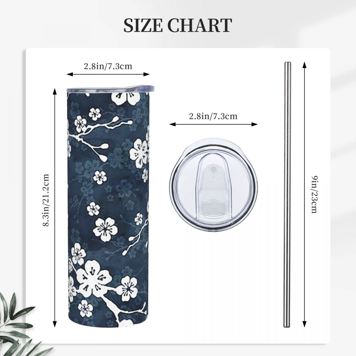 네이비와 흰색의 벚꽃 무늬가 새겨진 스테인리스 스틸 텀 - Tumbler 20Oz White 리뷰 및 가격